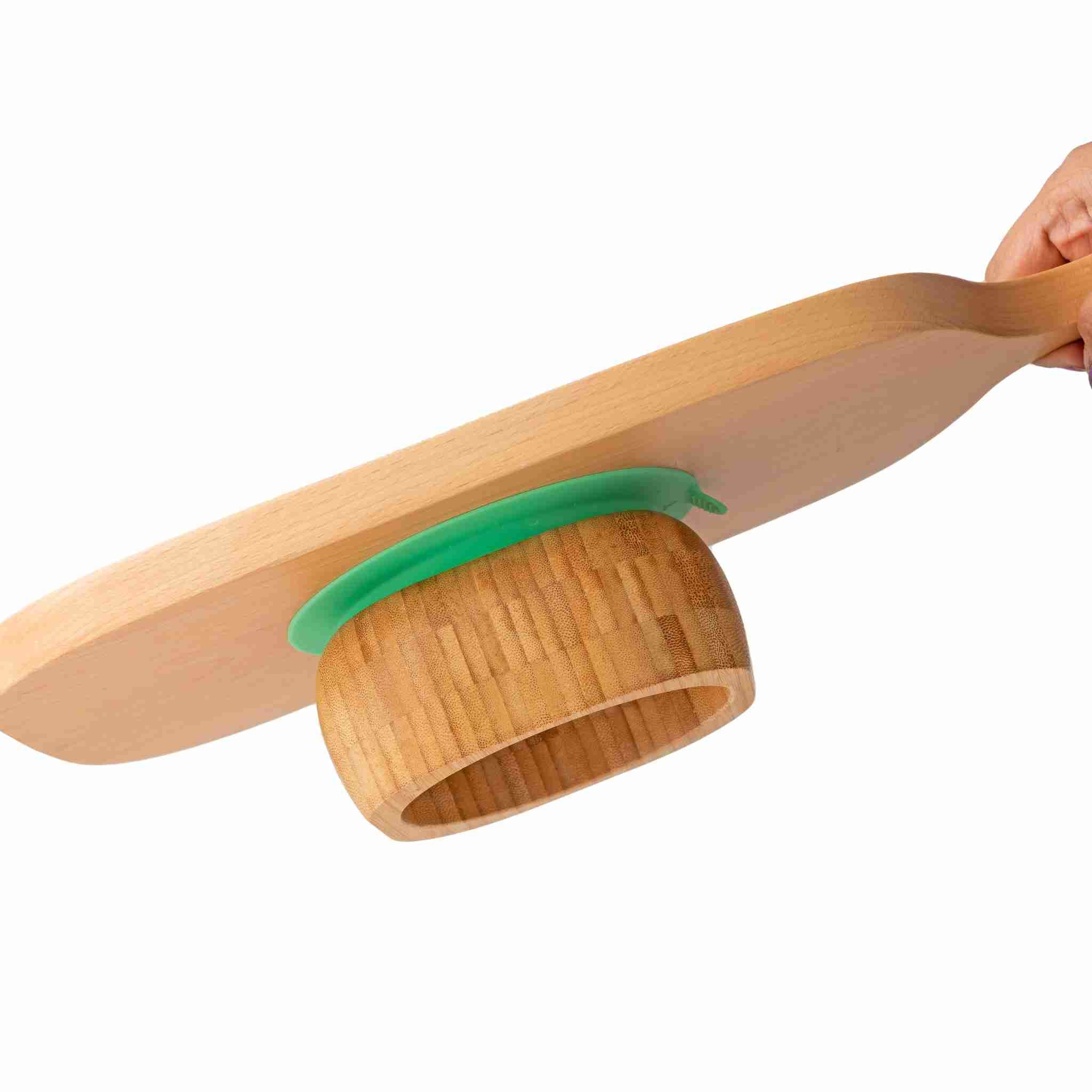 Eco Rascals Bamboo Bowls Ciotola Ventosa Verde con cucchiaio