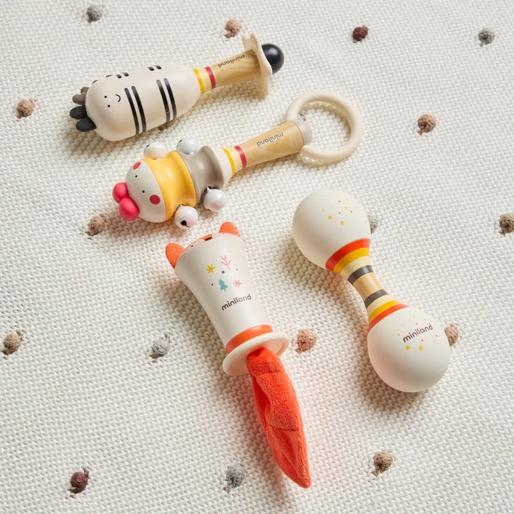 Miniland Foxy Rattle Sonaglio Volpe con Massaggiagengive