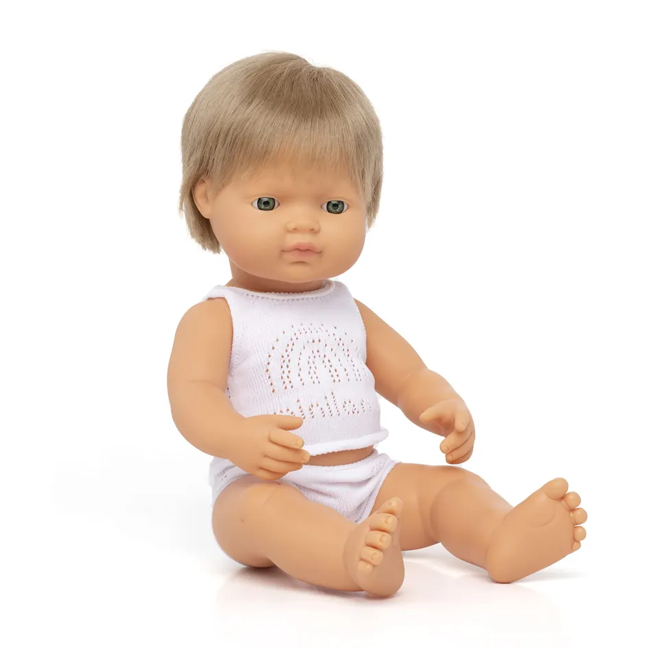 Miniland Bambola ragazzo europeo 38 cm capelli biondi