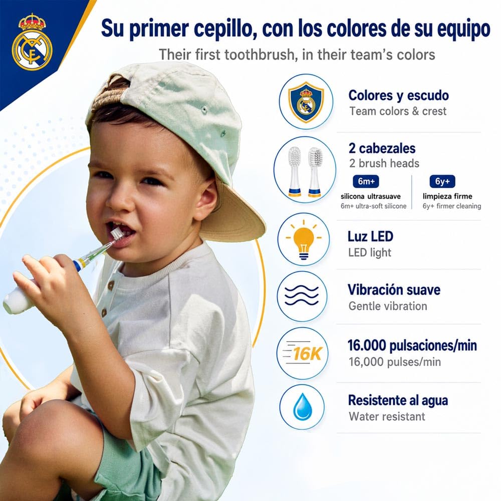 Miniland Spazzolino Elettrico Real Madrid LED 2 testine
