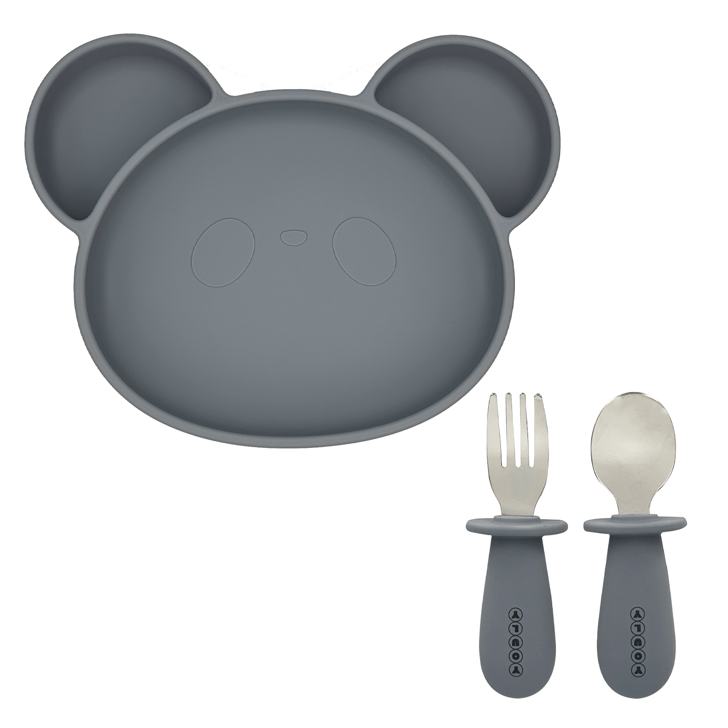 Youly Serviesset Set Pappa Orso Grigio Cemento con Ventosa