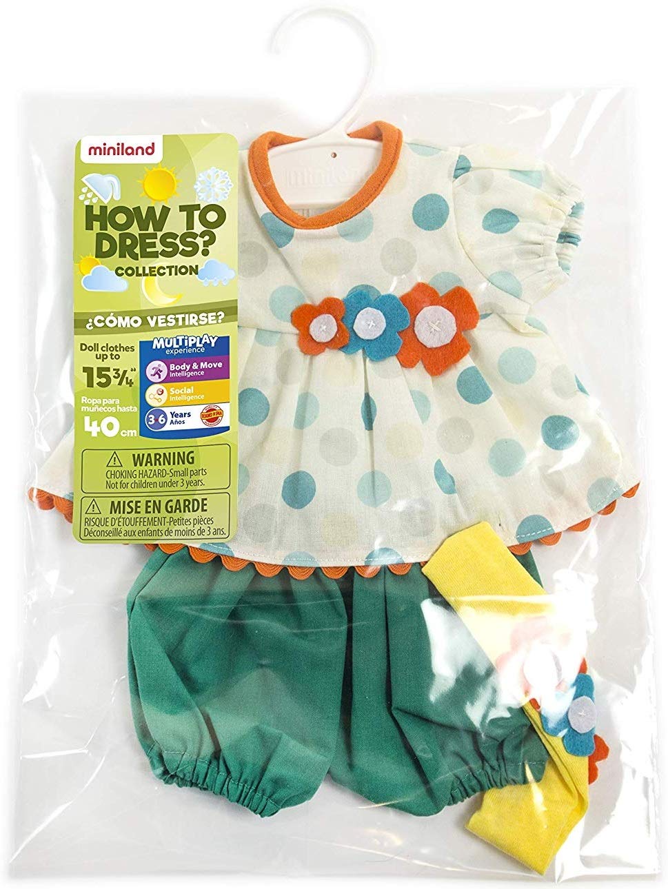 Miniland How to Dress vestito bambola 40 cm giallo