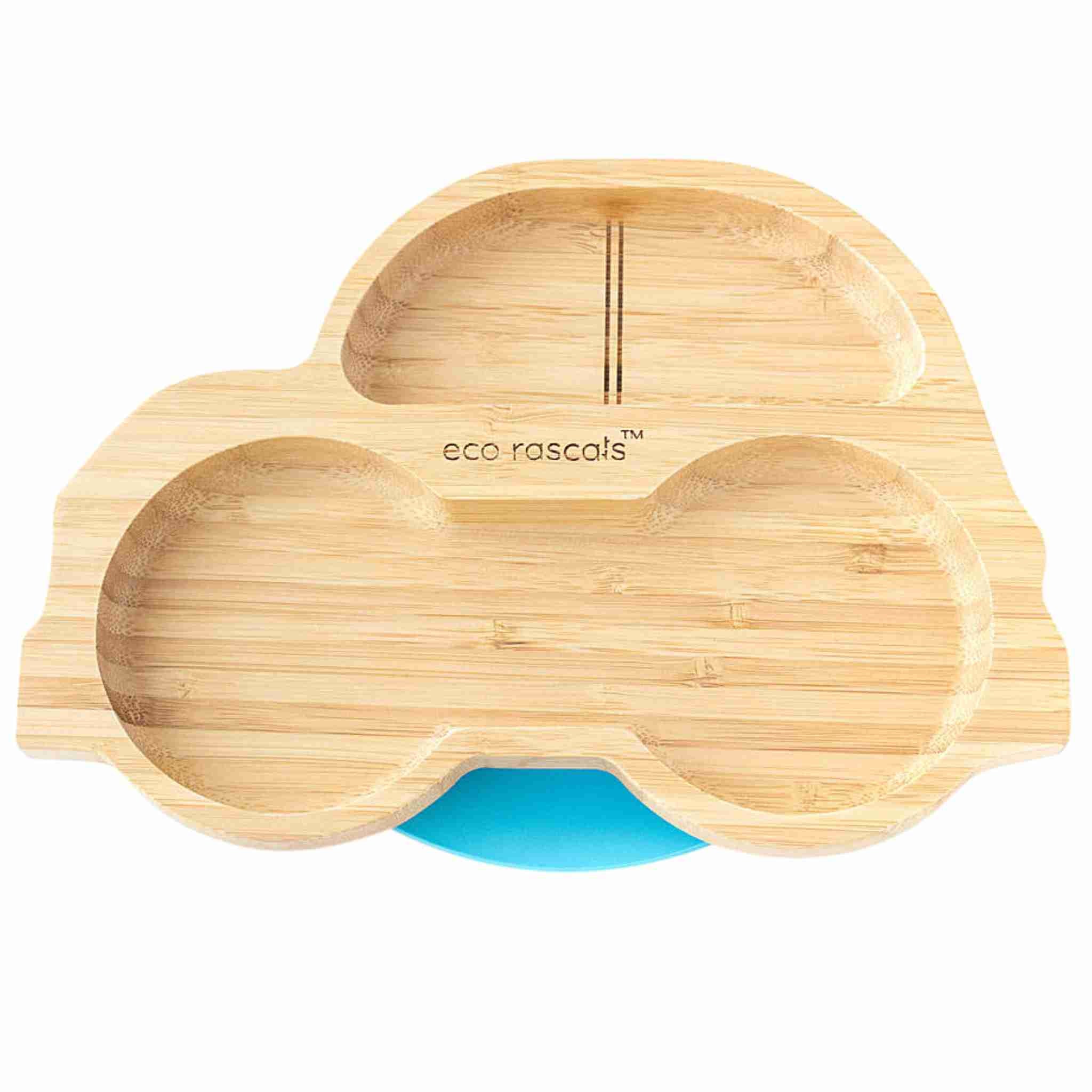 Eco Rascals Bamboo Plates Car piatto ventosa scomparti verde