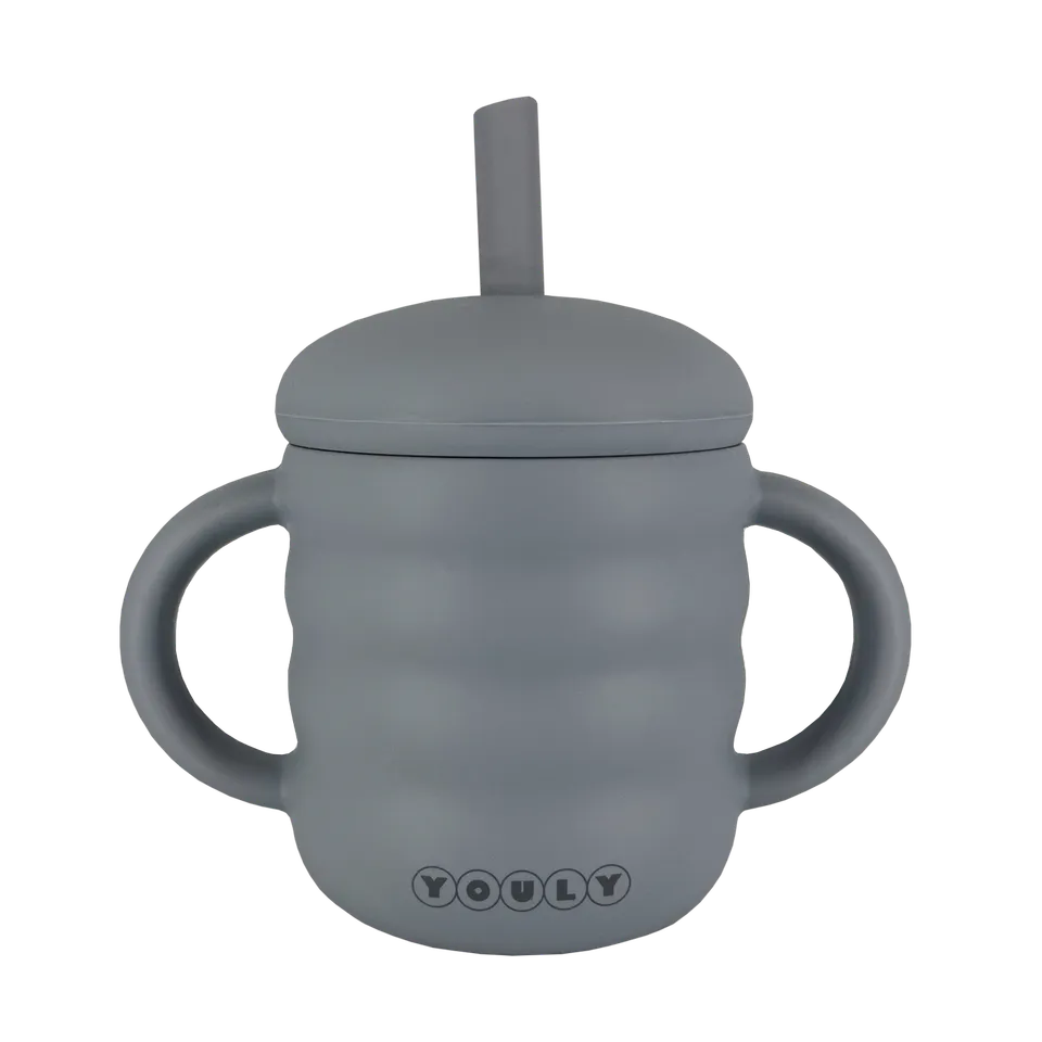 Youly Bubble tazza con cannuccia grigio cemento silicone