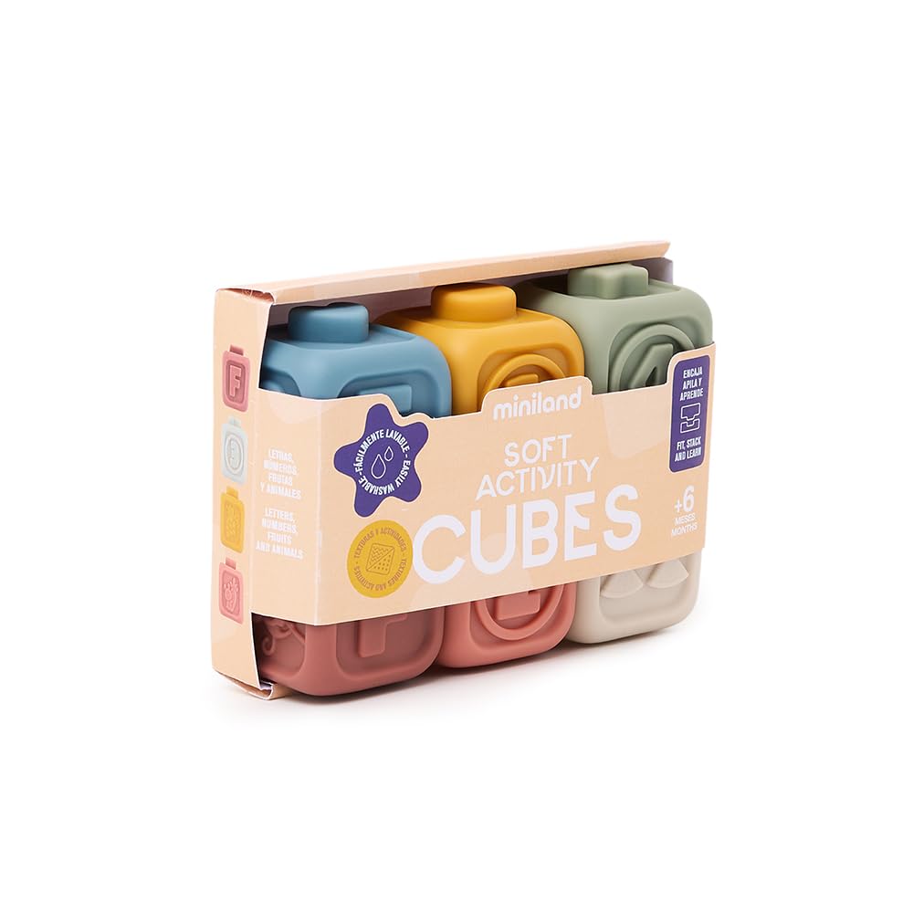 Miniland Soft Activity Cubes Cubi Sensoriali Silicone 6 Mesi+