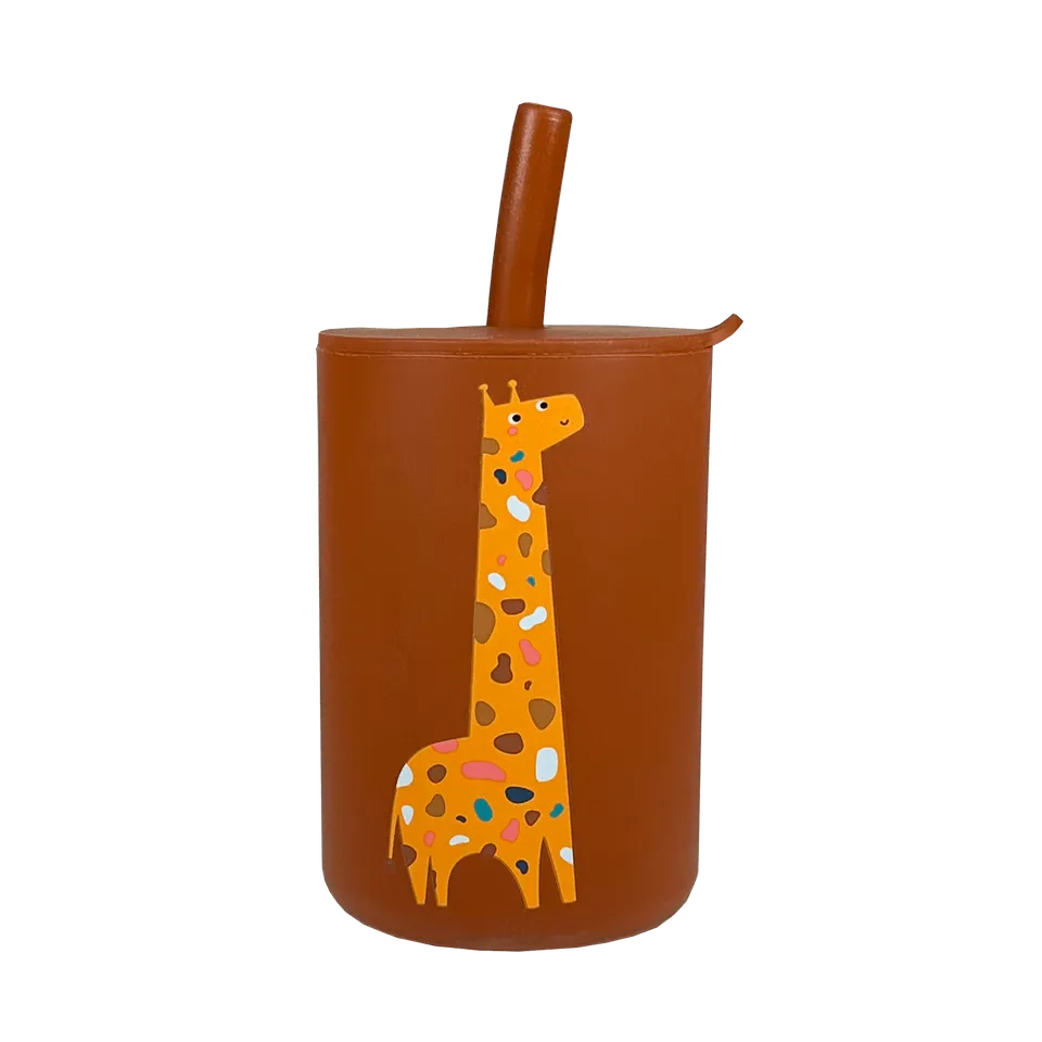 Youly Rietjesbekers Bicchiere Cannuccia Giraffa Silicone