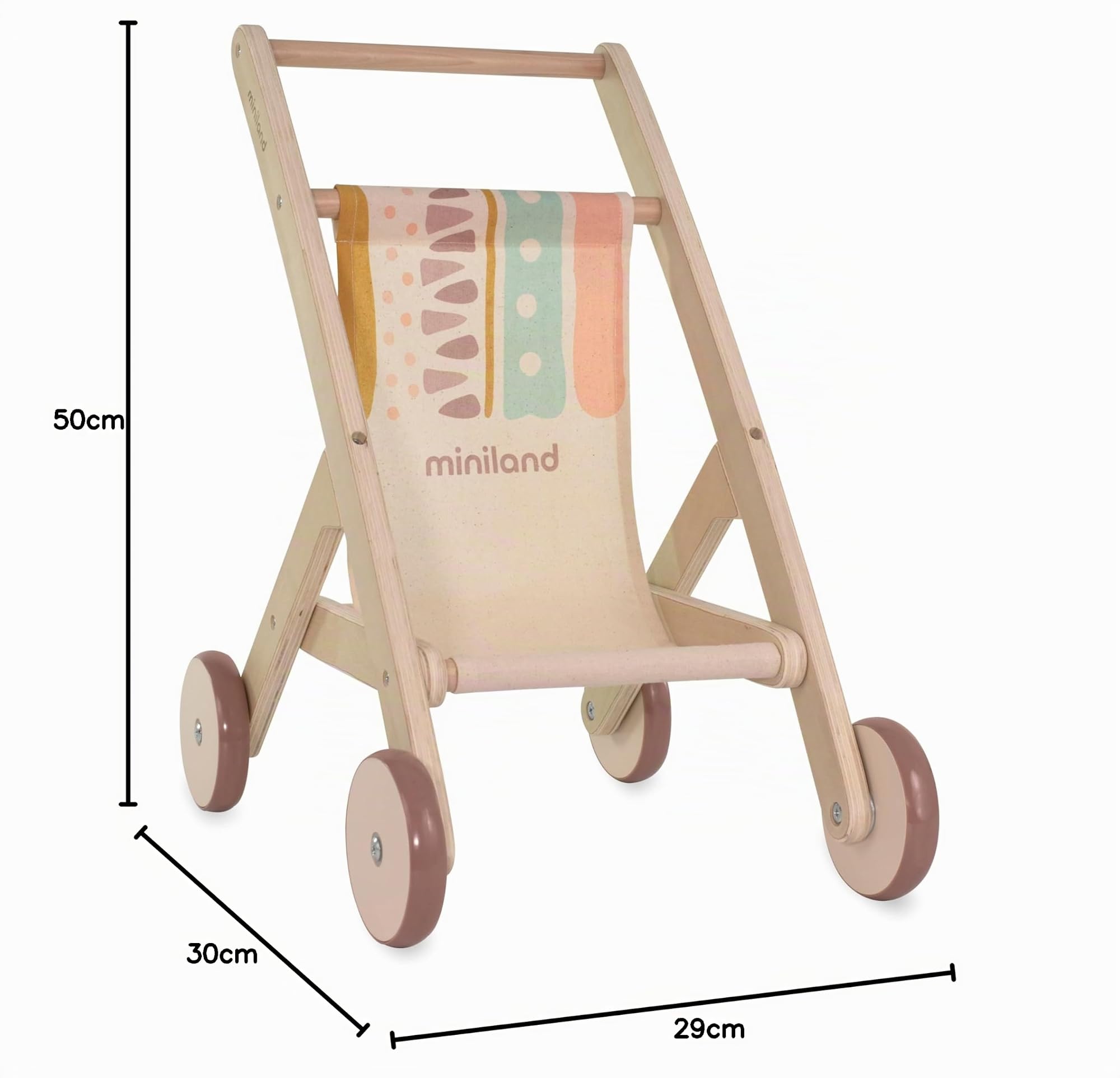Miniland Dolls carrello bambole in legno FSC da 1-8 anni