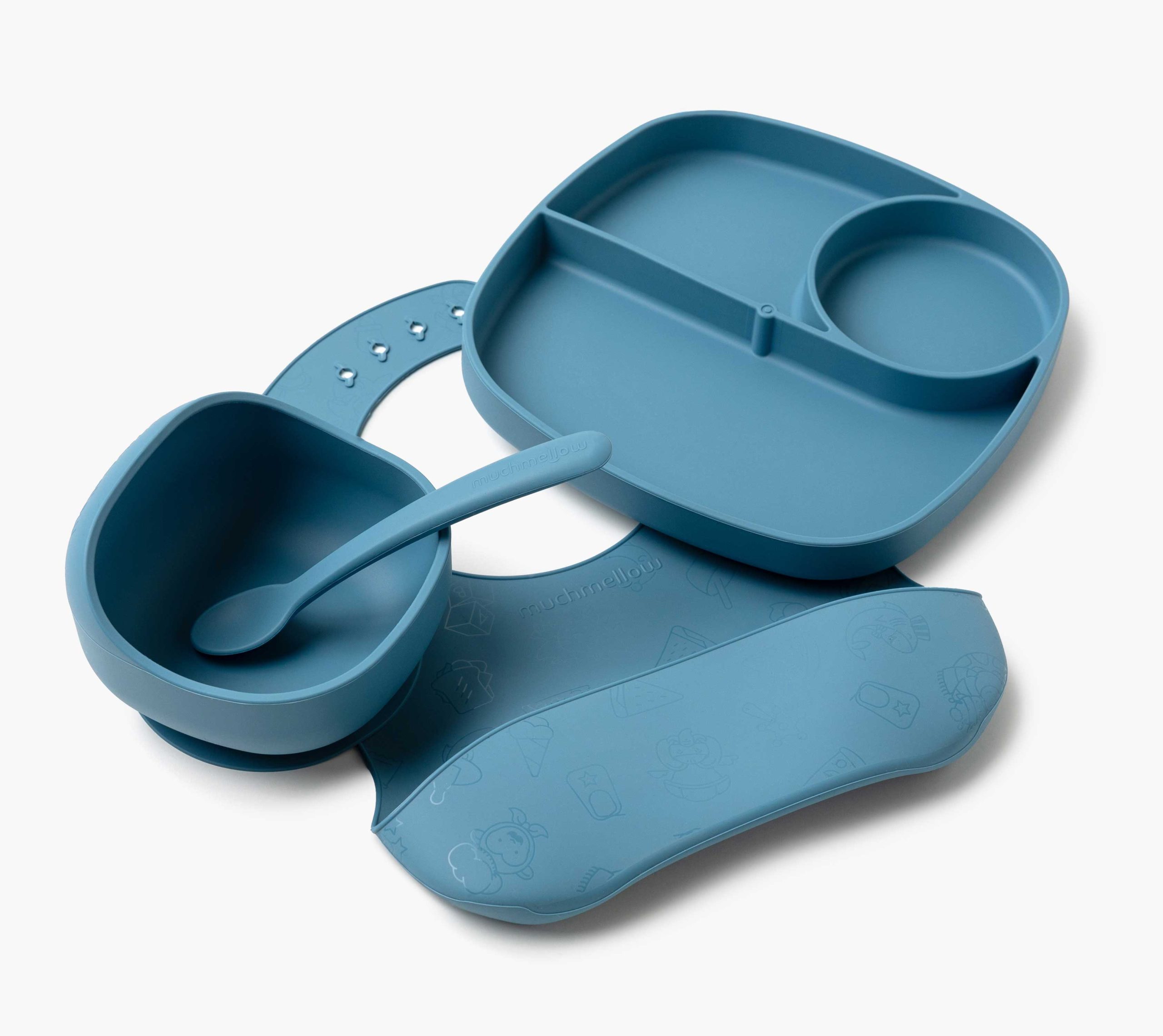 Muchmellow Pappa Set Pappa 4pz Ciotola Piatto Ventosa Silicone