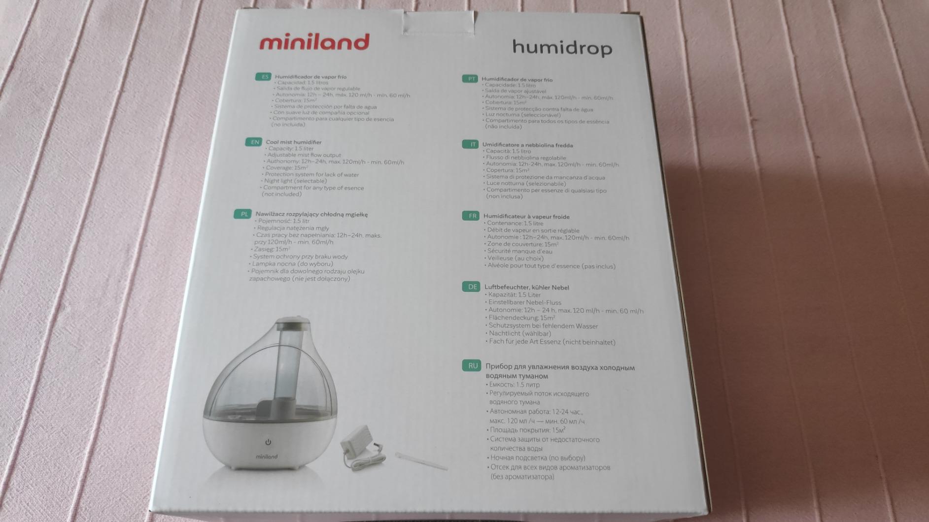 Miniland Humidrop 89173 umidificatore ultrasuoni bianco a essenze