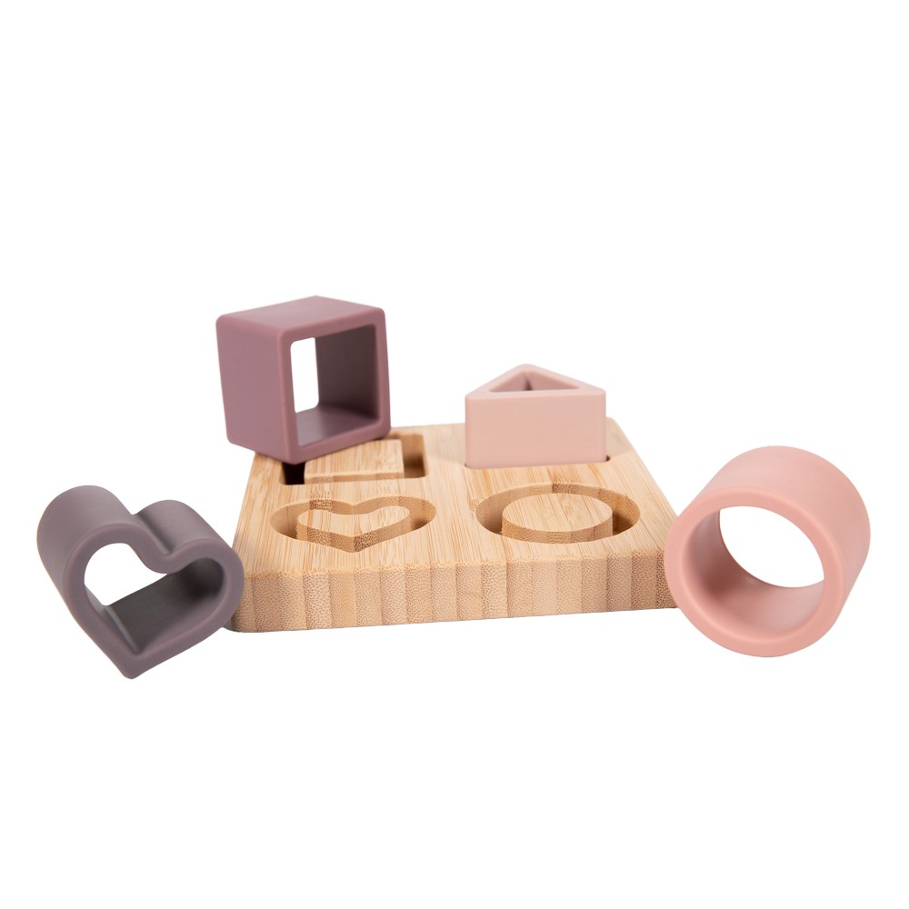 BoJungle Playtime B-Bamboo Heart gioco forme rosa silicone
