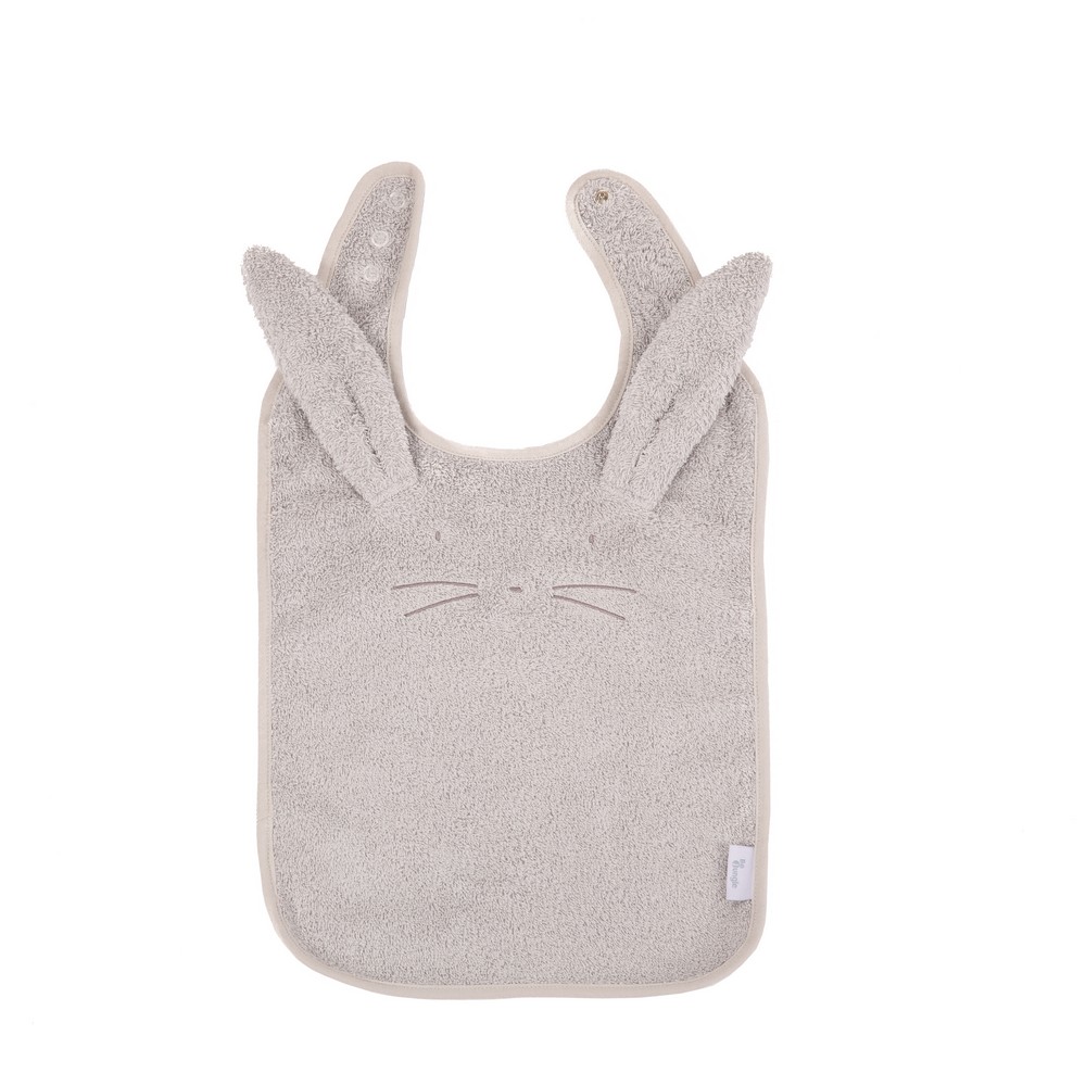 BoJungle B-Bib Bavaglino Spugna Coniglio Grigio Cotone Bio