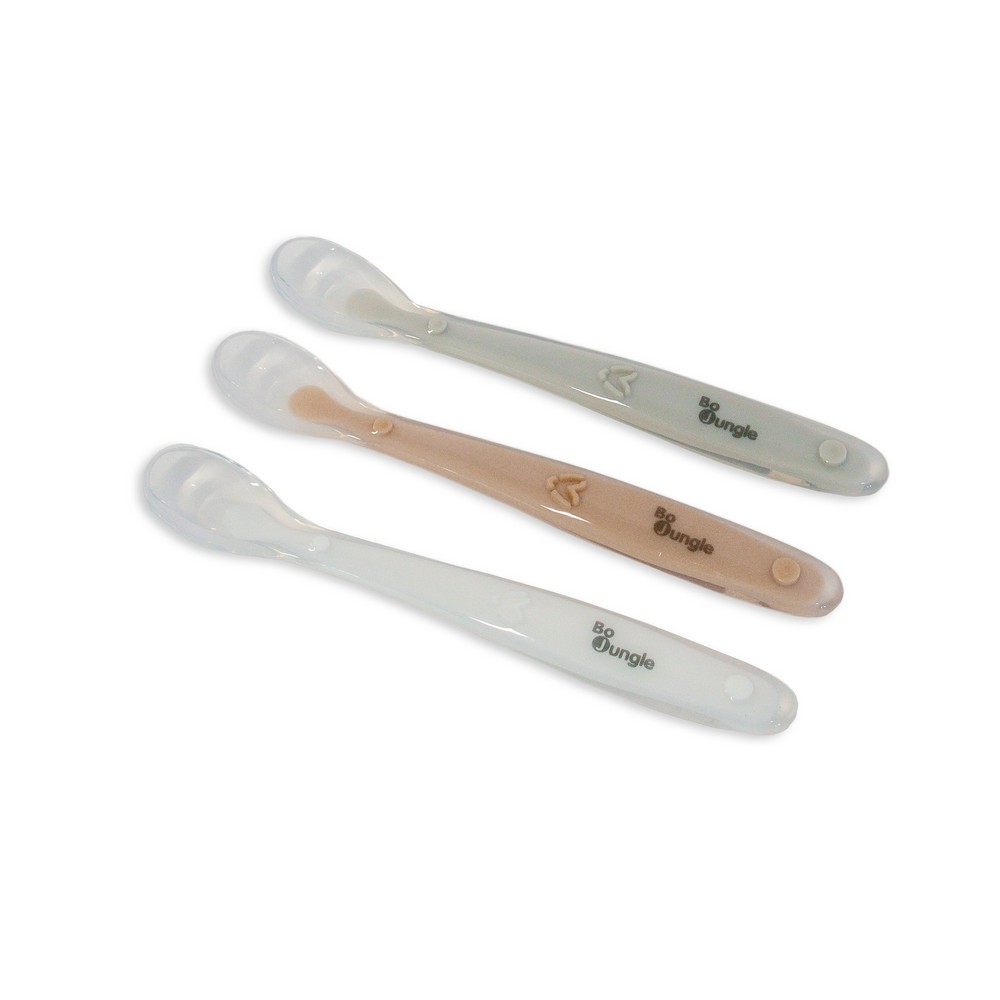 BoJungle Food Cucchiaini Silicone 3 Pz Bianco Grigio Terracotta