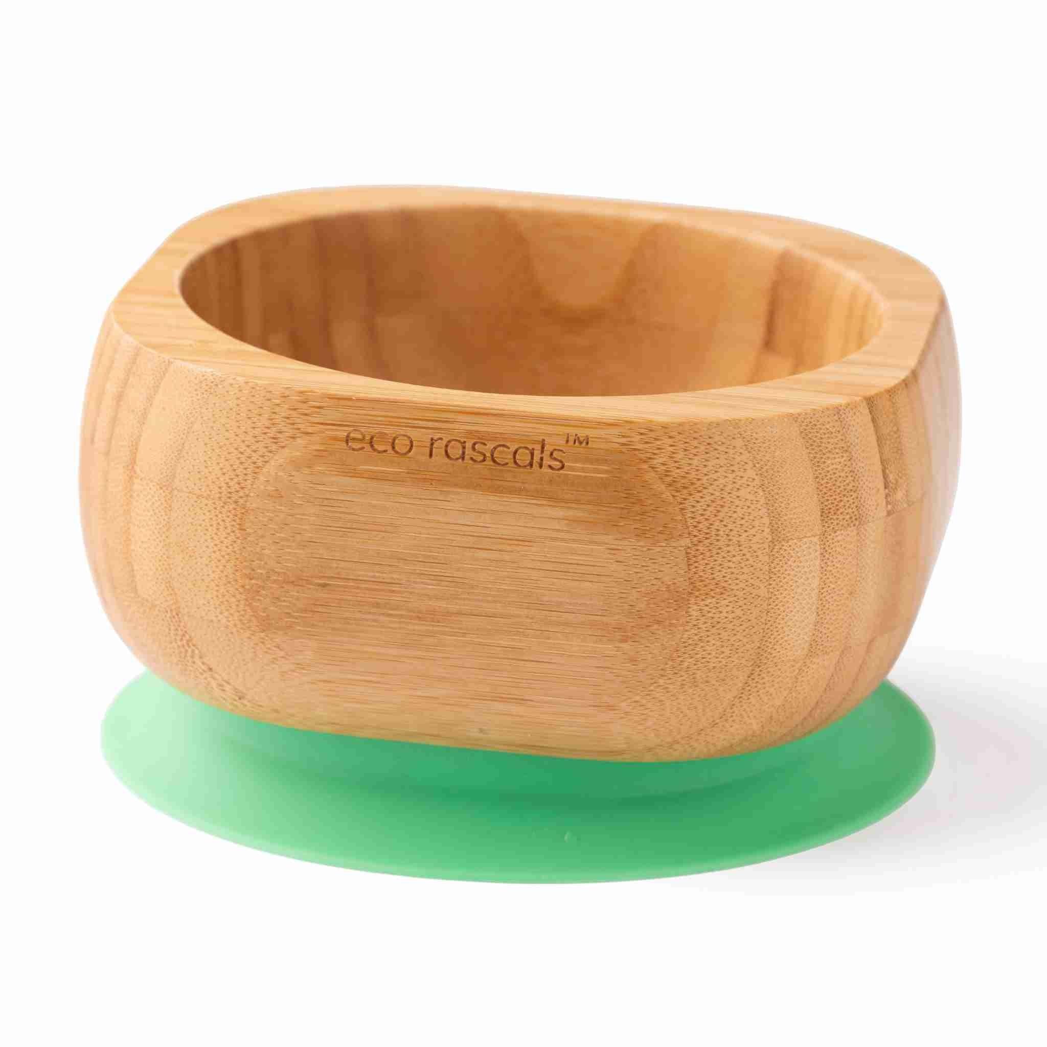 Eco Rascals Bamboo Bowls Ciotola Ventosa Verde con cucchiaio