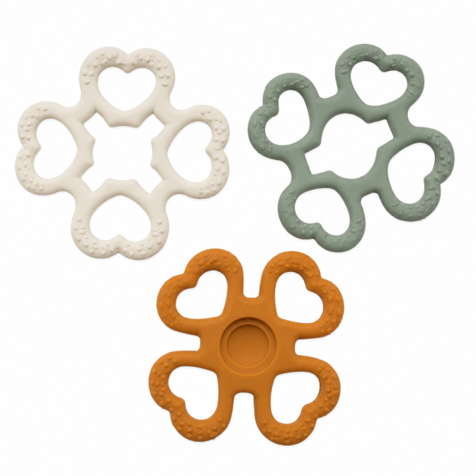 BoJungle Playtime Easy Grip palla silicone con 3 anelli dentizione