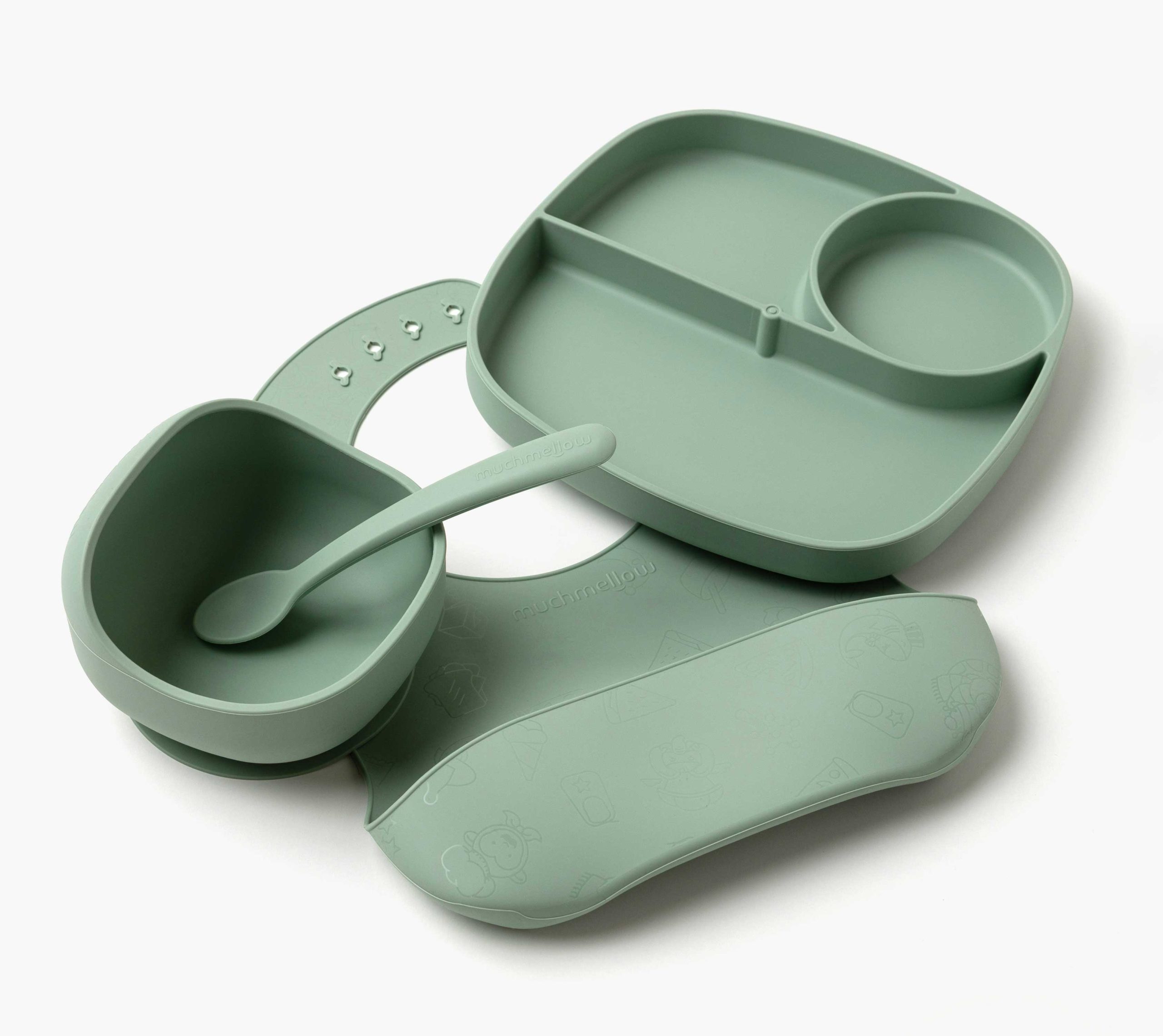 Muchmellow Pappa Set Pappa 4pz Ciotola Piatto Ventosa Silicone