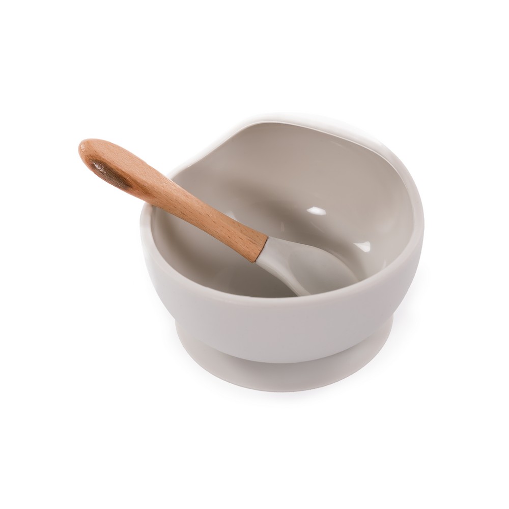 BoJungle B-Suction Bowl ciotola ventosa silicone grigia cucchiaio