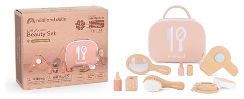Miniland Set Bellezza Legno per bambole valigetta accessori