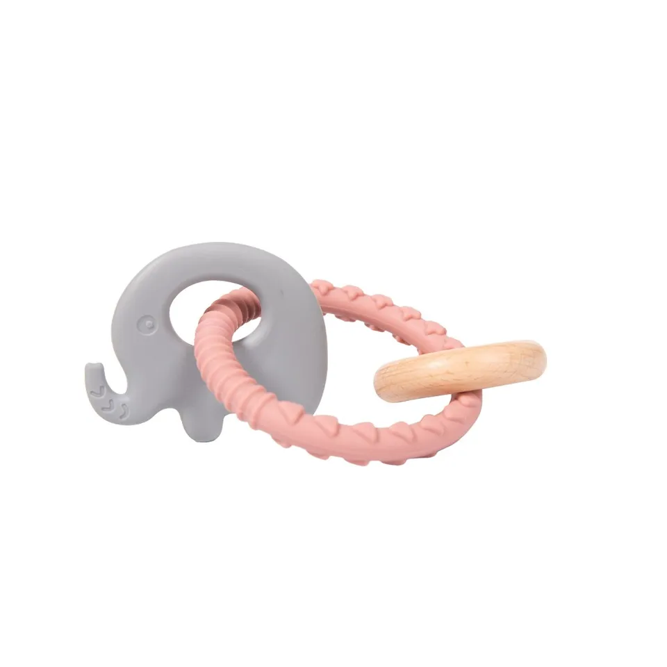 BoJungle B-Rattle Rings Elephant sonaglio dentizione rosa