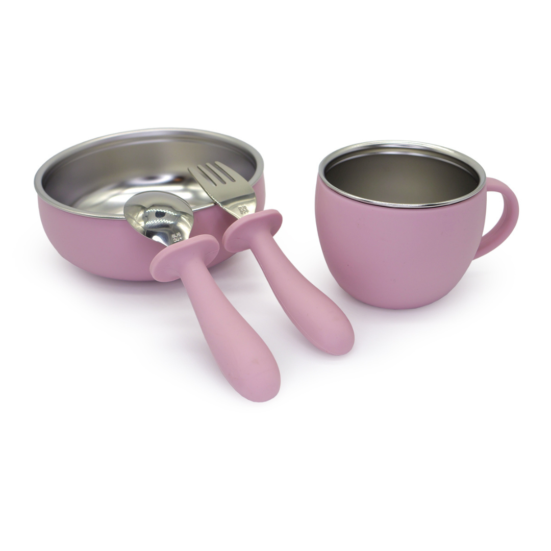 Mizu Baby Taiki Steel Food Set Malva Acciaio Silicone
