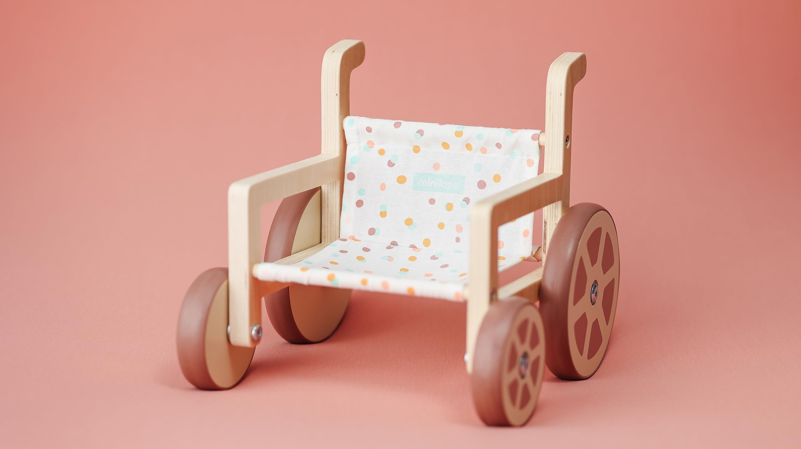 Miniland Bambole Sedia a rotelle bambole 38 cm legno FSC
