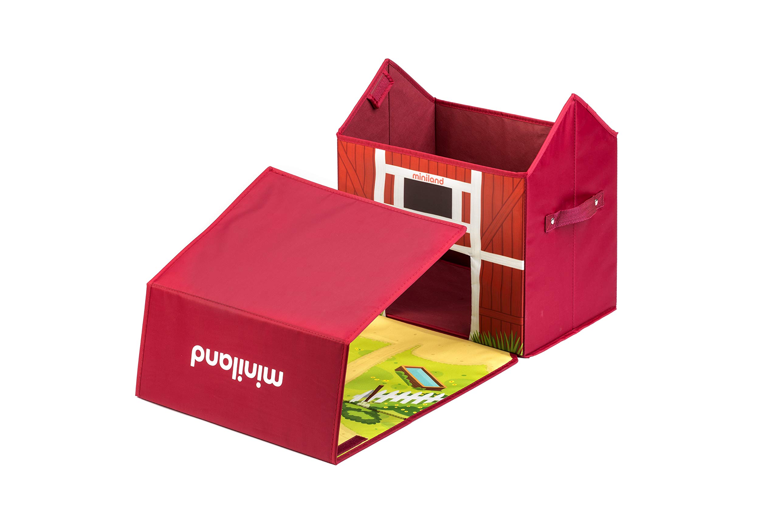 Miniland Figure di animali Farm Box baule fattoria tessuto