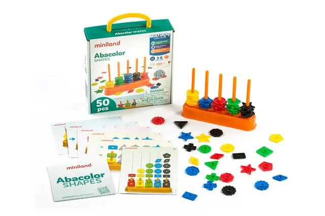 Miniland Abacolor Shapes 45310 gioco logica 50 pezzi 3-6 anni