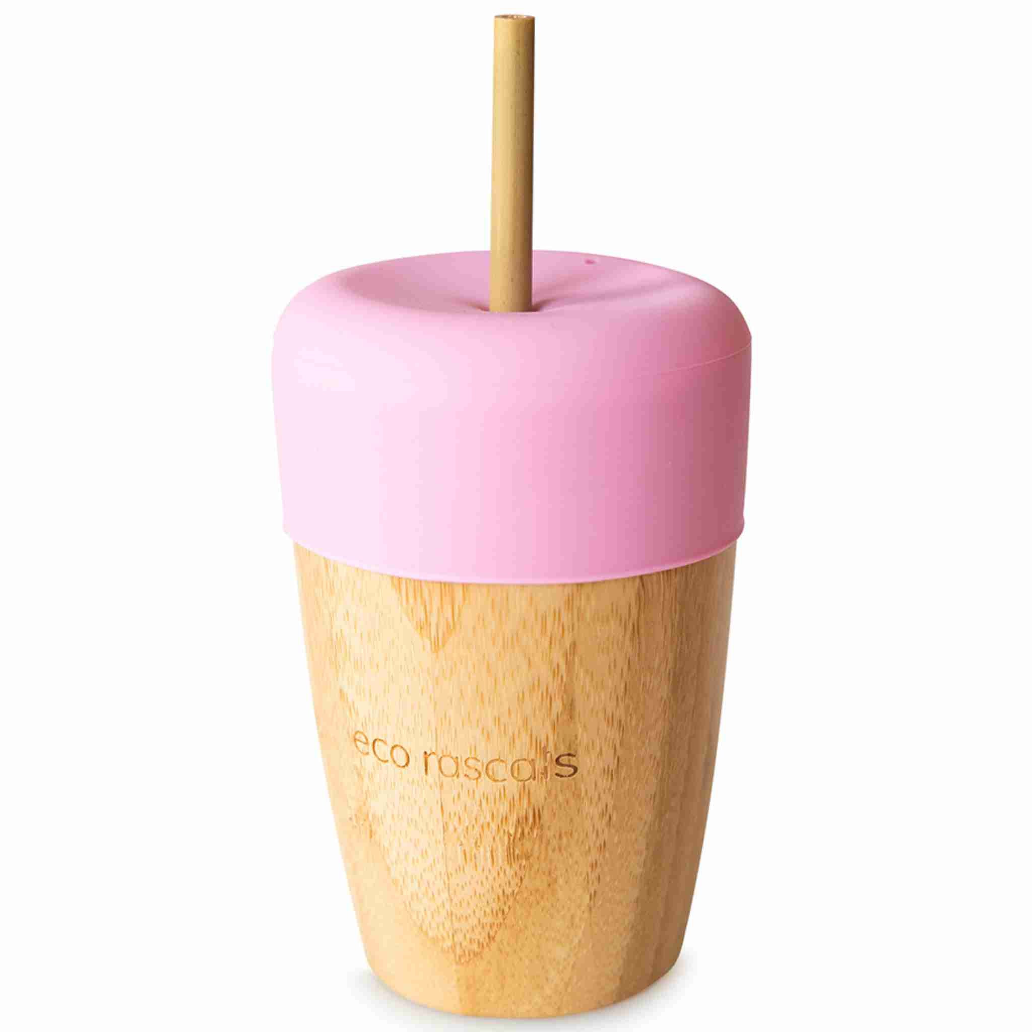 Eco Rascals Bamboo Cup tazza bamboo rosa 210 ml con cannucce
