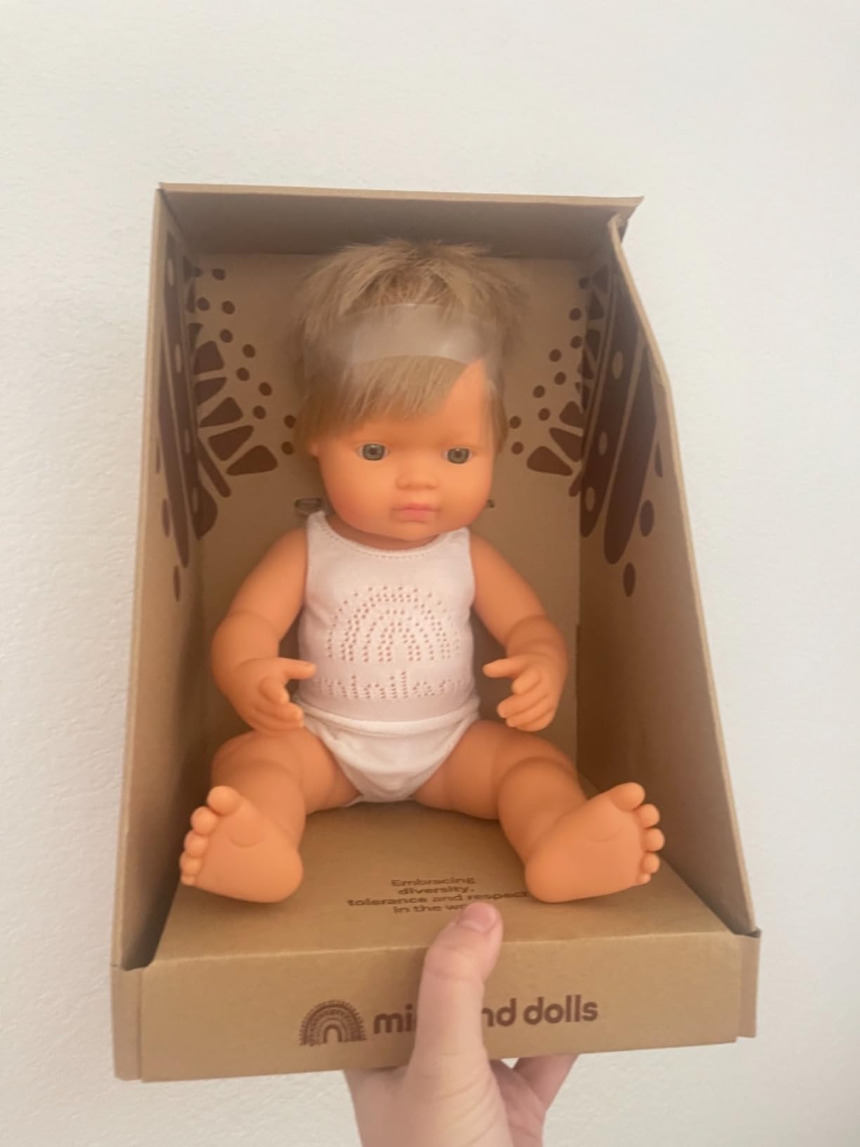 Miniland Bambola ragazzo europeo 38 cm capelli biondi