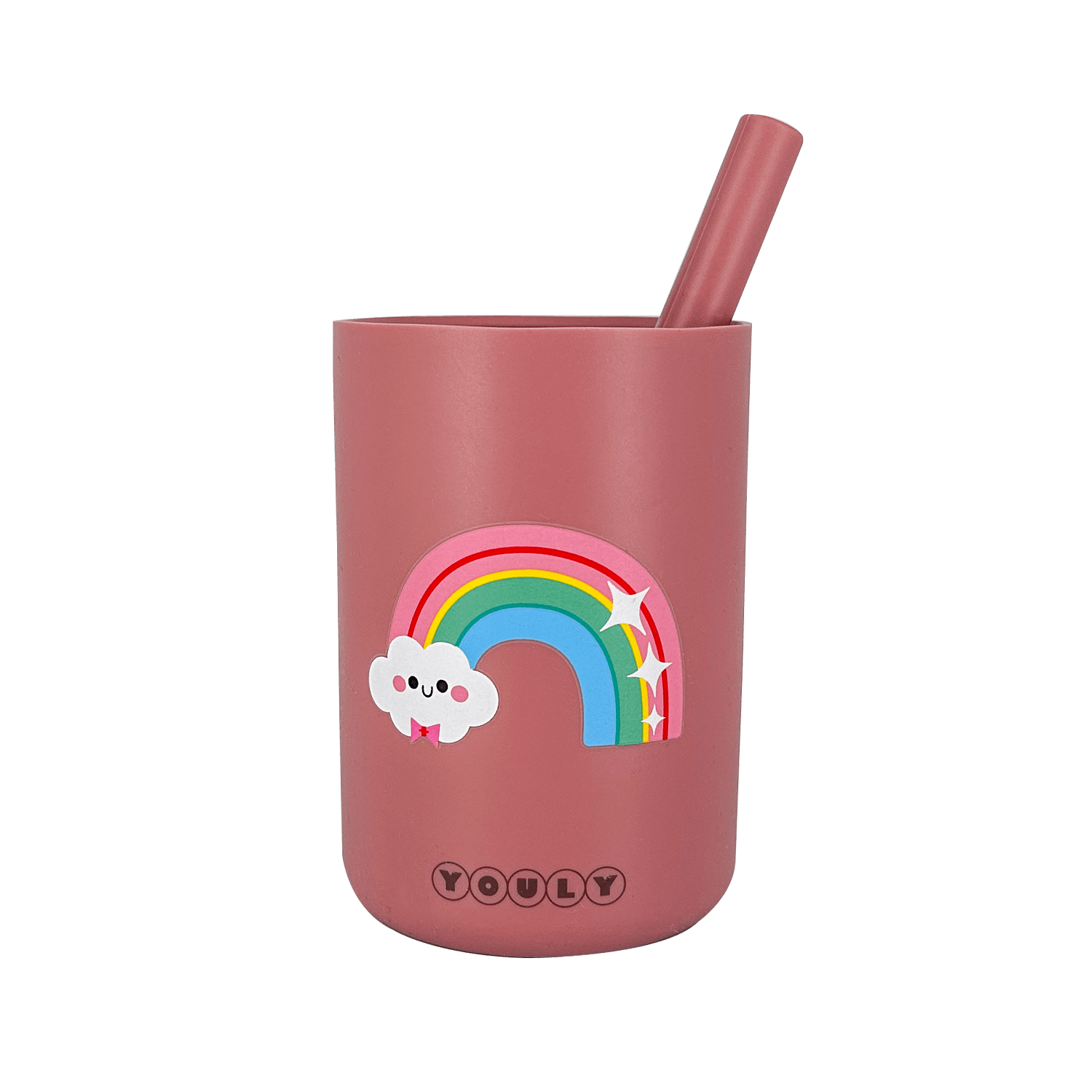 Youly Regenboog tazza cannuccia rosa vintage silicone
