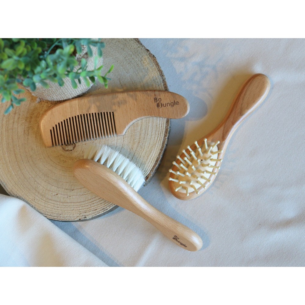 BoJungle Grooming Spazzole Neonato Legno 3 Pezzi Setole Morbide