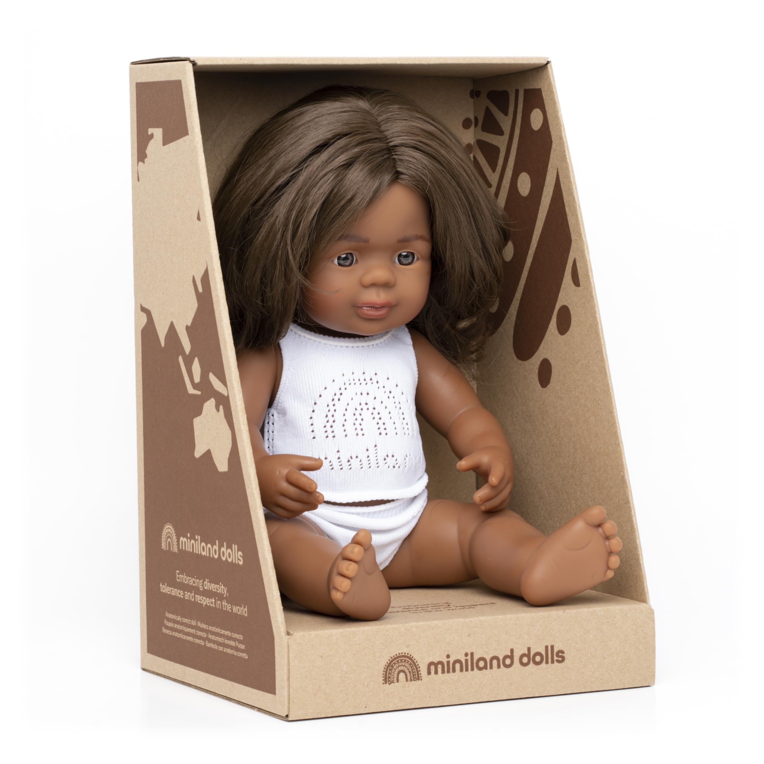 Miniland Bambola Aborigena Bambina Vinile 38 cm