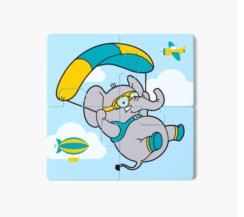 Muchmellow Tempo per giocare puzzle silicone 4 pezzi elefante