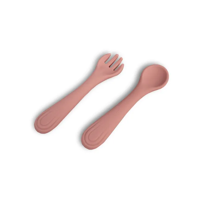 Mizu Baby Taiki Set Cucchiaio e Forchetta Silicone Rosa