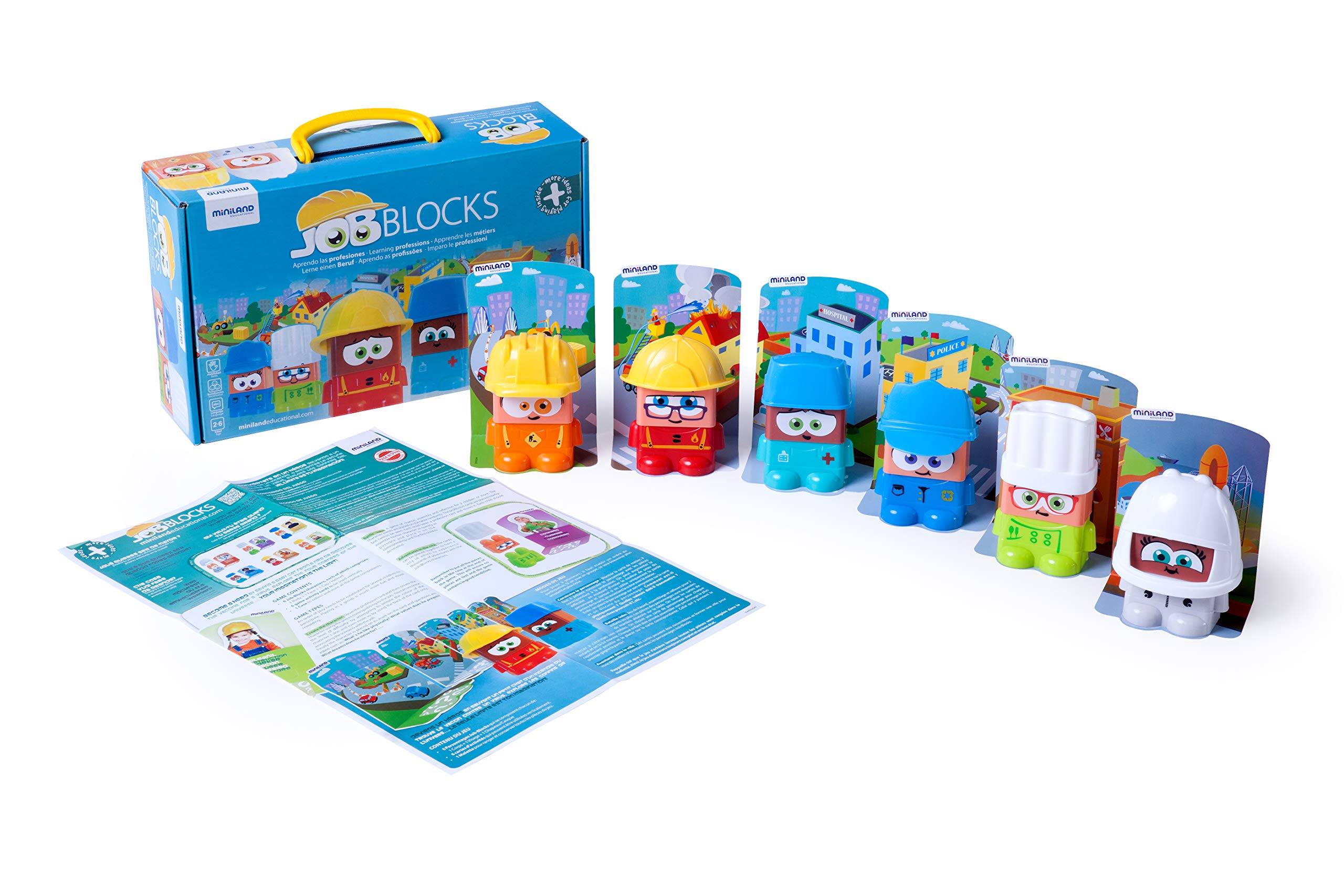 Miniland Job Blocks Gioco Mestieri 6 Personaggi 12 cm 2-6 Anni