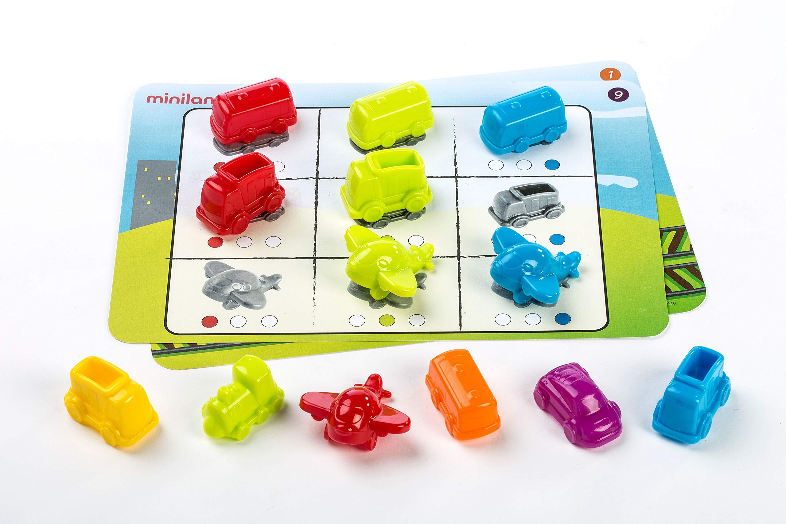 Miniland Sort & Count gioco veicoli 36 pezzi 6 colori