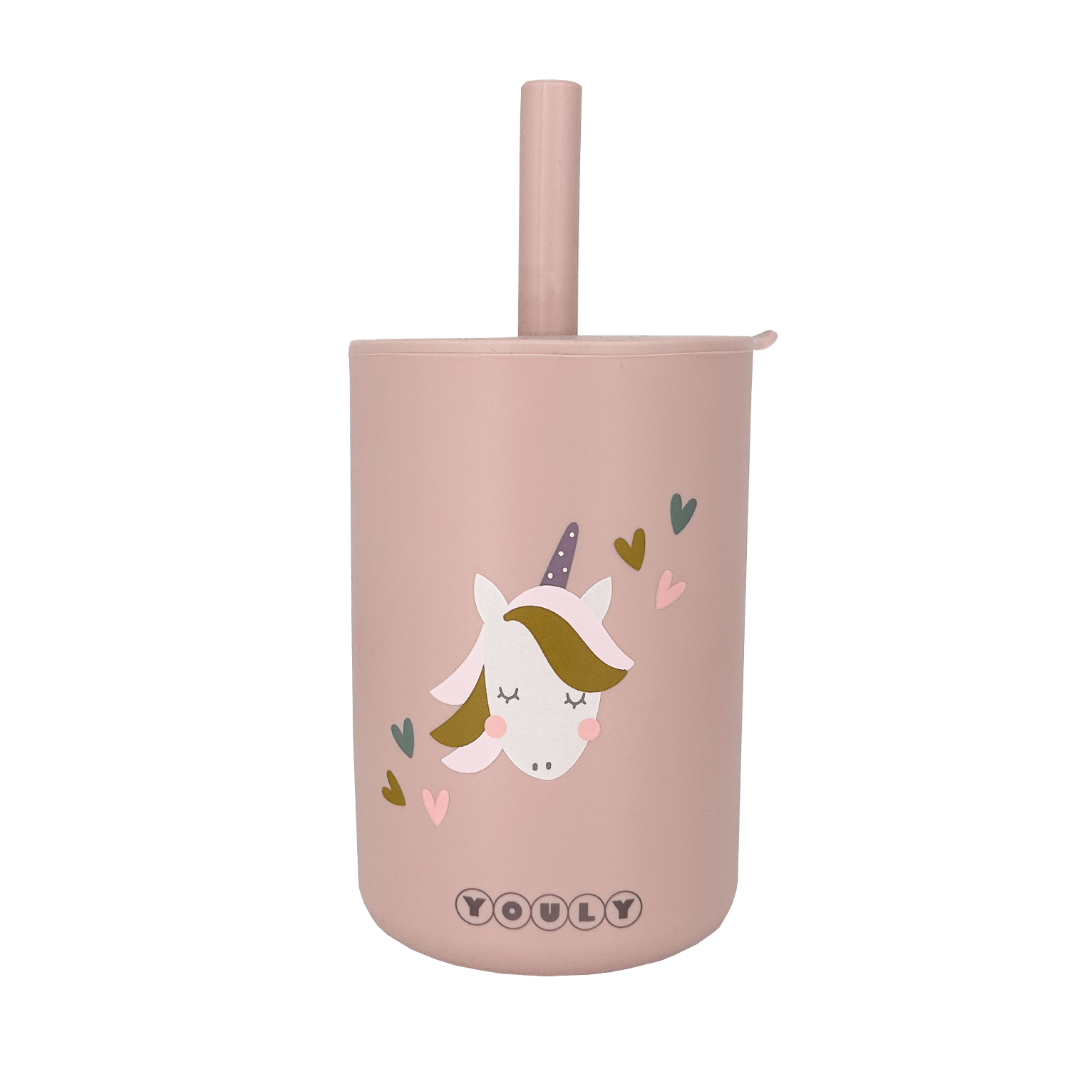 Youly Unicorn bicchiere cannuccia rosa in silicone alimentare