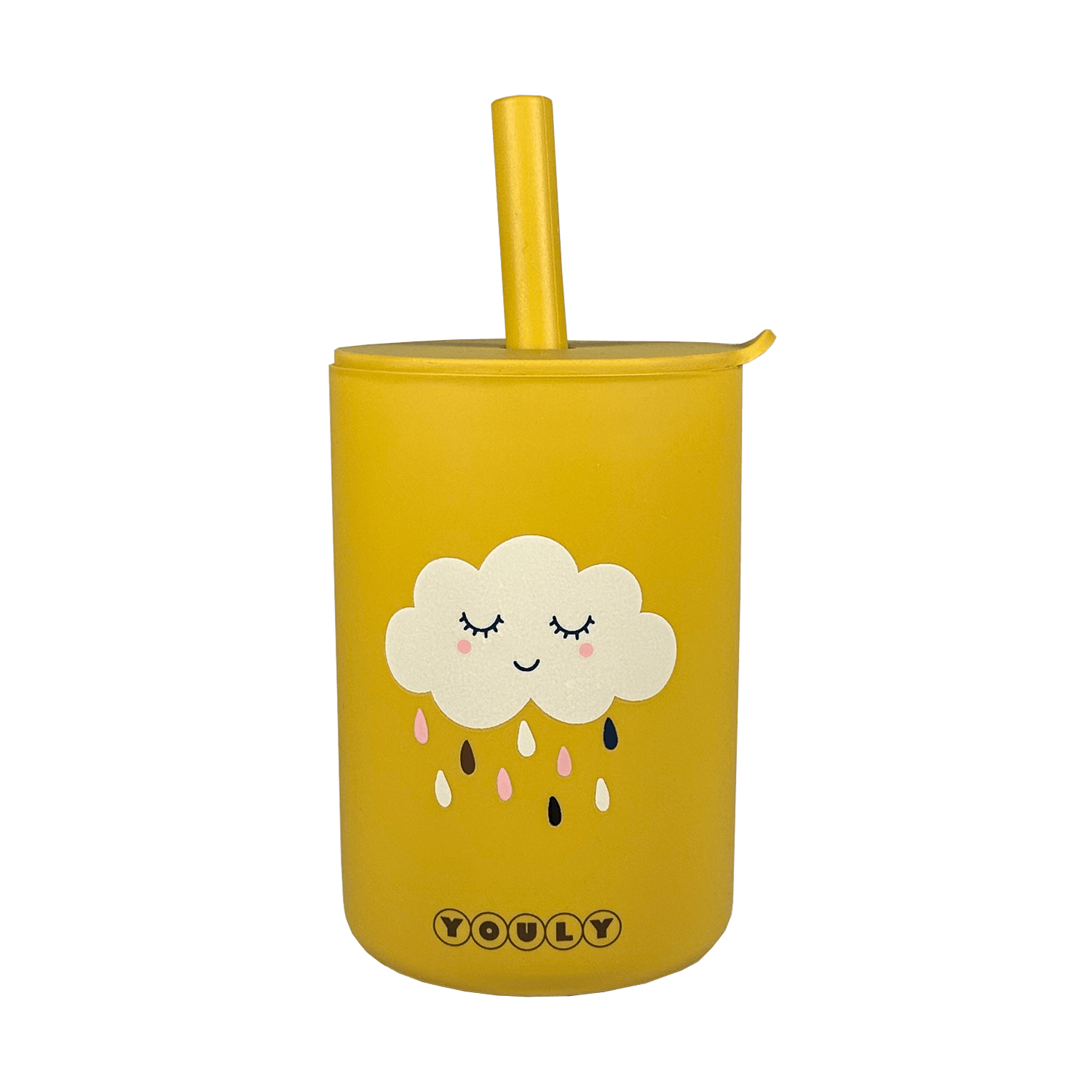 Youly Nuvola tazza con cannuccia ocra in silicone alimentare