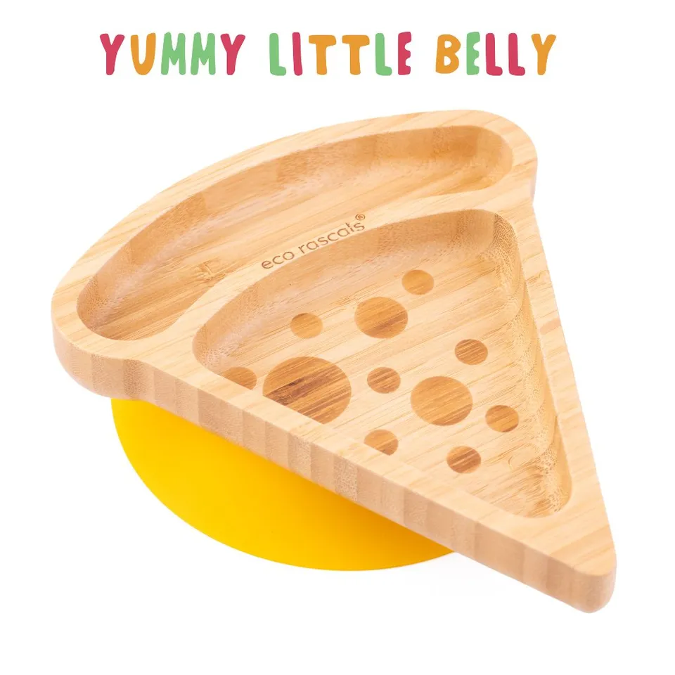 Eco Rascals Bamboo Plates Pizza piatto ventosa a fette