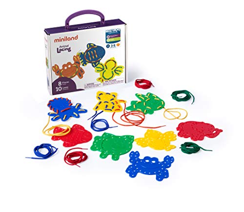 Miniland Set Lacci Animali 45304 Gioco Cucire 10 Lacci