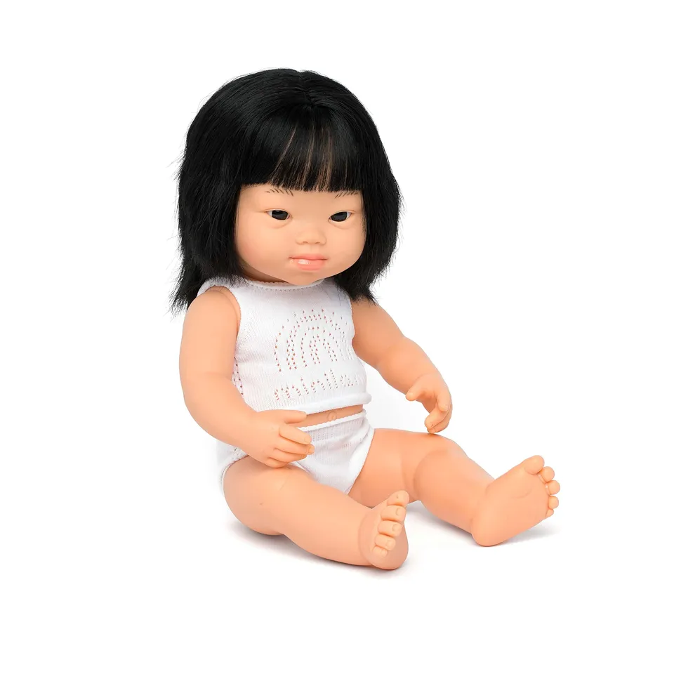 Miniland Bambole 38 cm bambola asiatica Down bambina anatomica