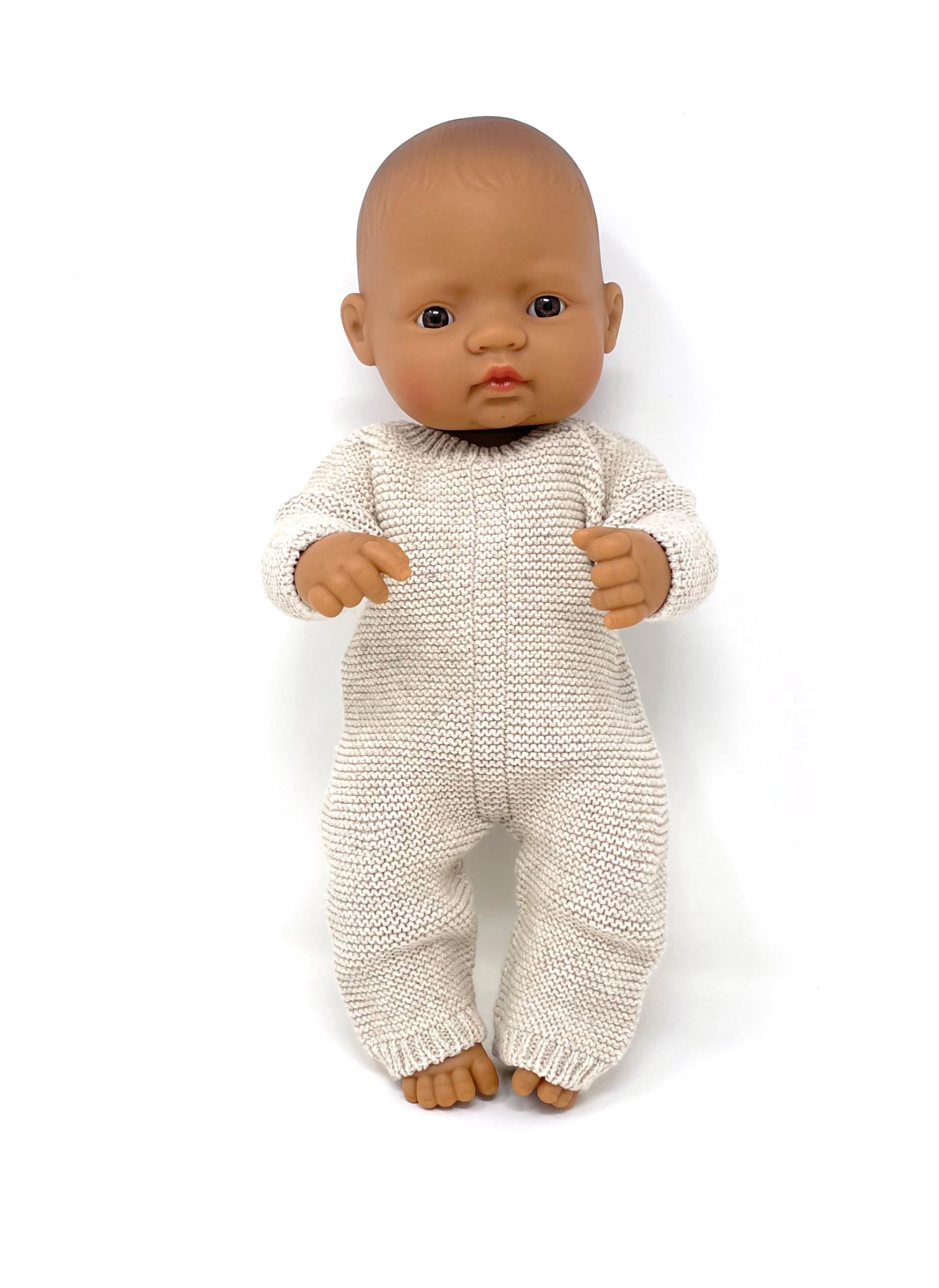 Miniland Bambole pigiama beige maglia bambola 38cm tessuto riciclato