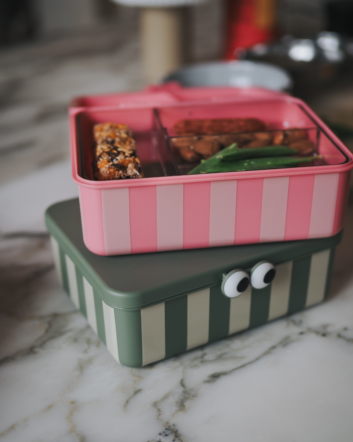 Noui Noui Lunch Boxes portapranzo verde 3 vassoi ermetico