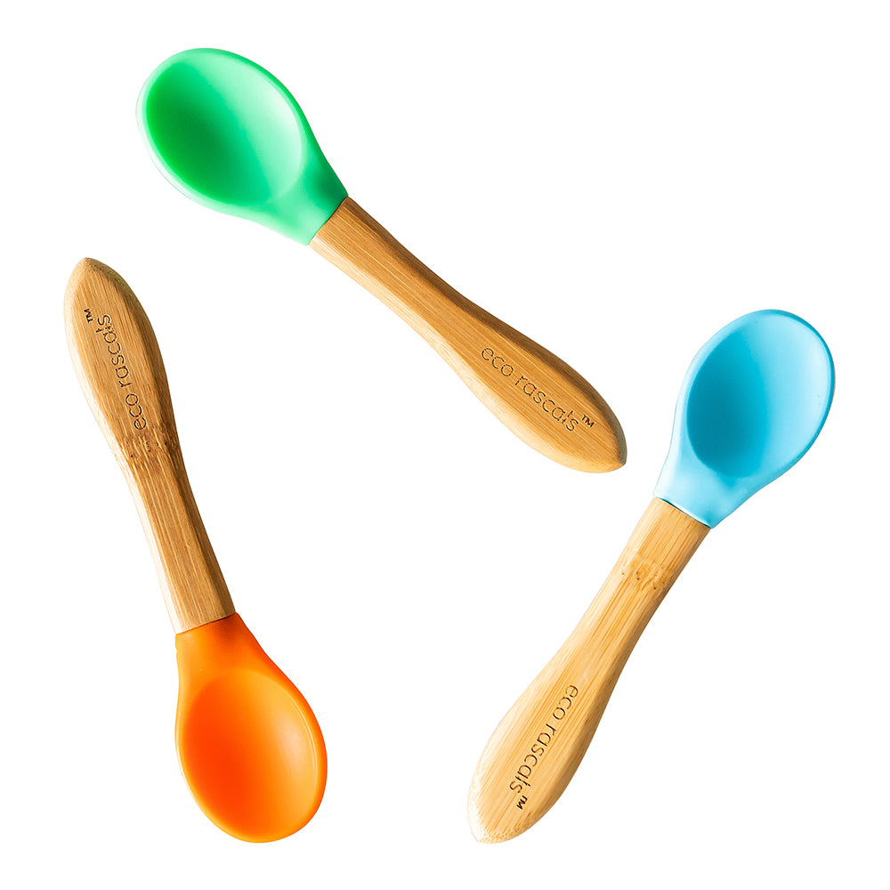 Eco Rascals Cutlery Set 3 Cucchiaini Bambù Arancione silicone