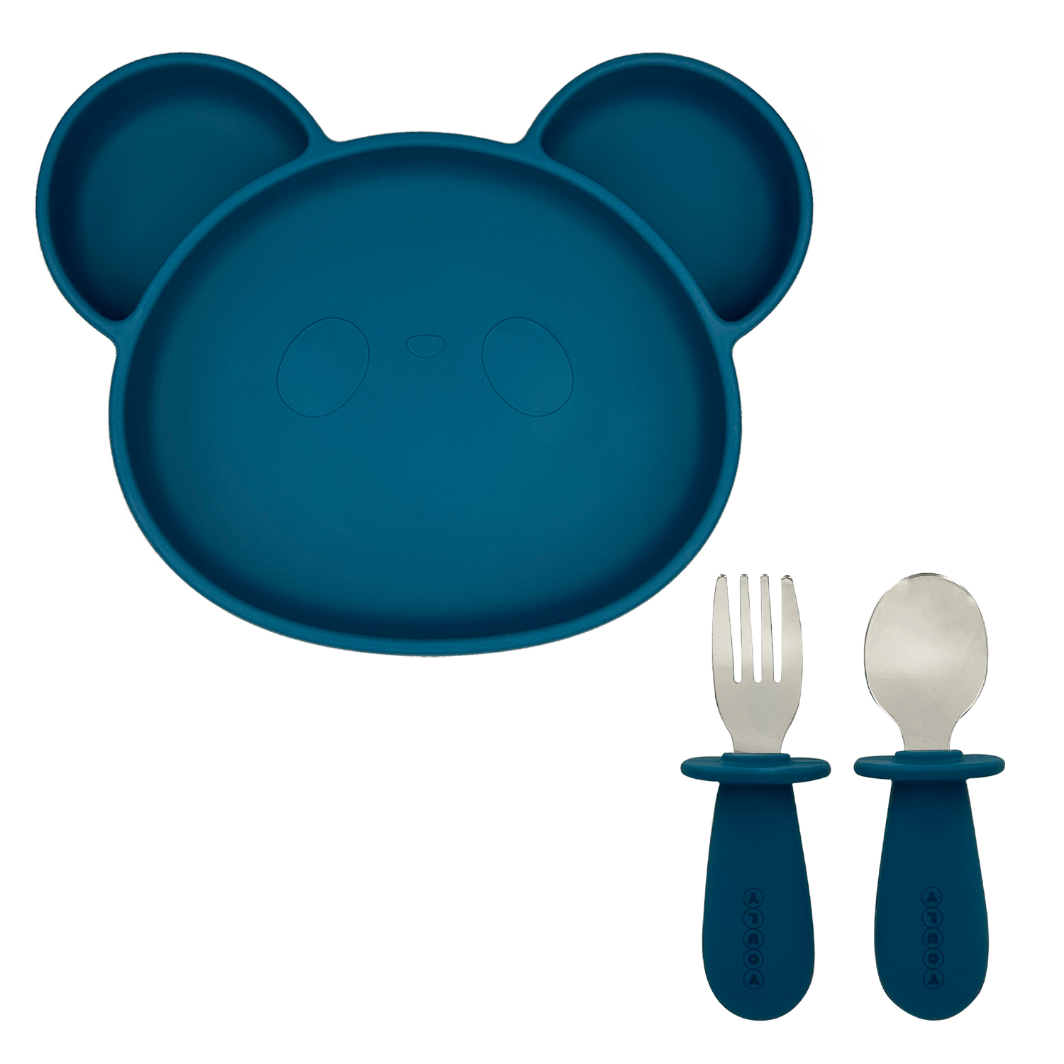 Youly Set pappa piatto ventosa + posate blu