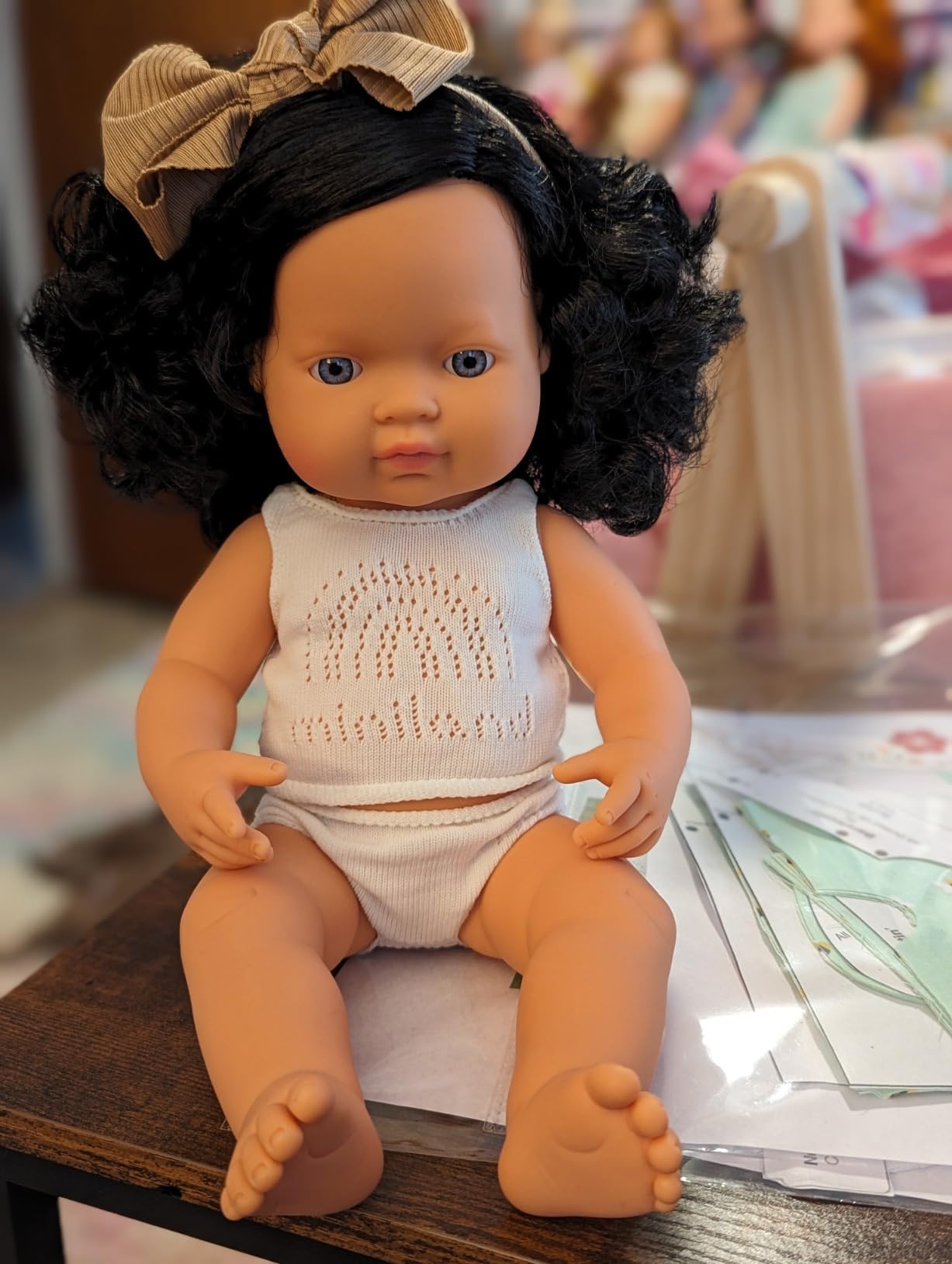 Miniland Bambole Bambola 31262 38 cm Capelli Ricci Neri