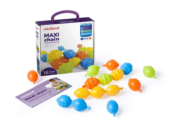 Miniland Maxi Set Catena 45300 blocchi costruzioni 16 pezzi 9 cm