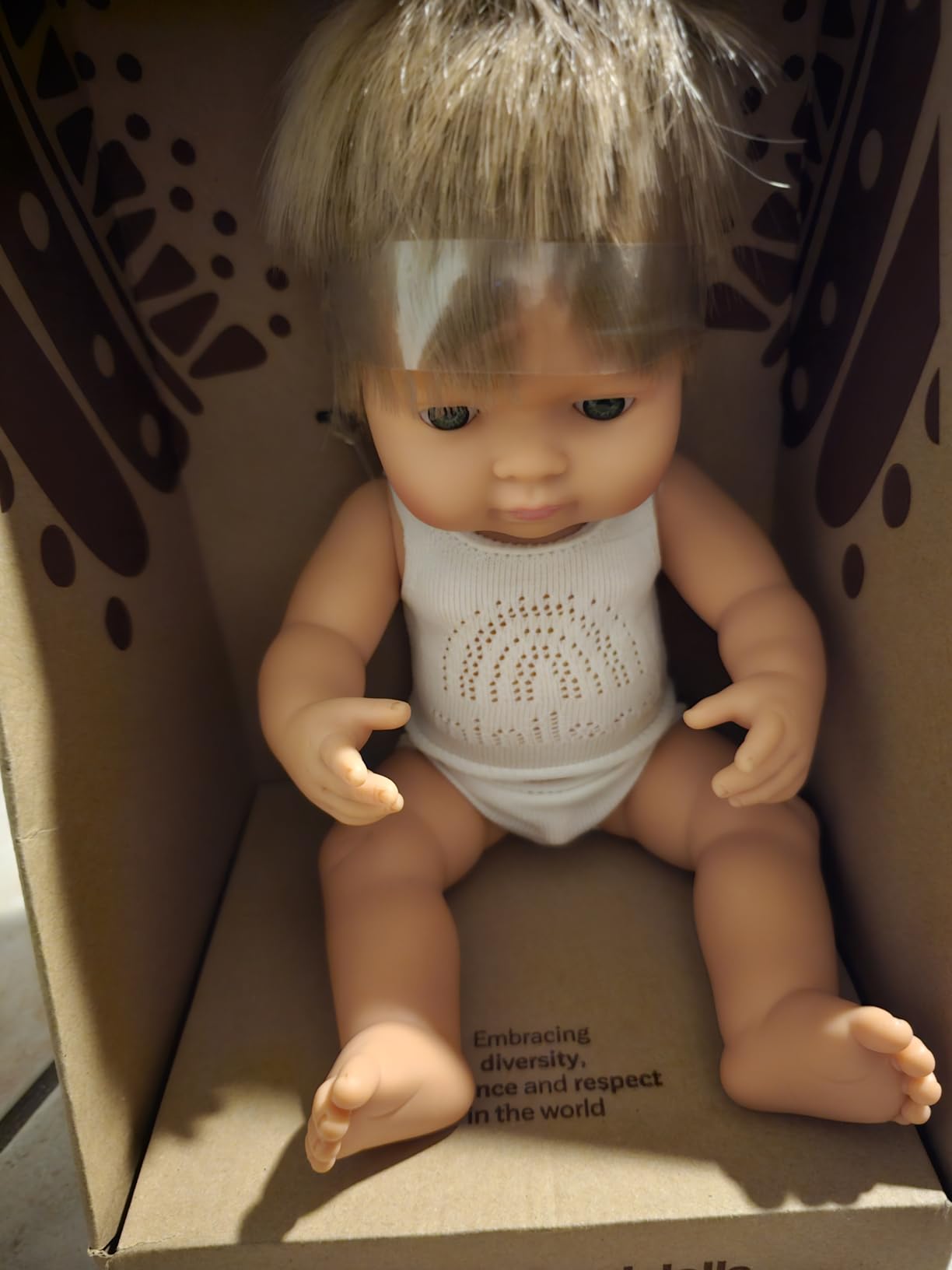 Miniland Bambola ragazzo europeo 38 cm capelli biondi