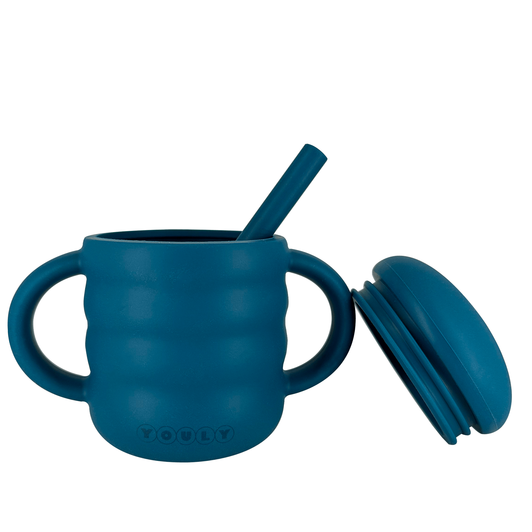 Youly Bubble Tazza con Cannuccia Blu Marino in Silicone