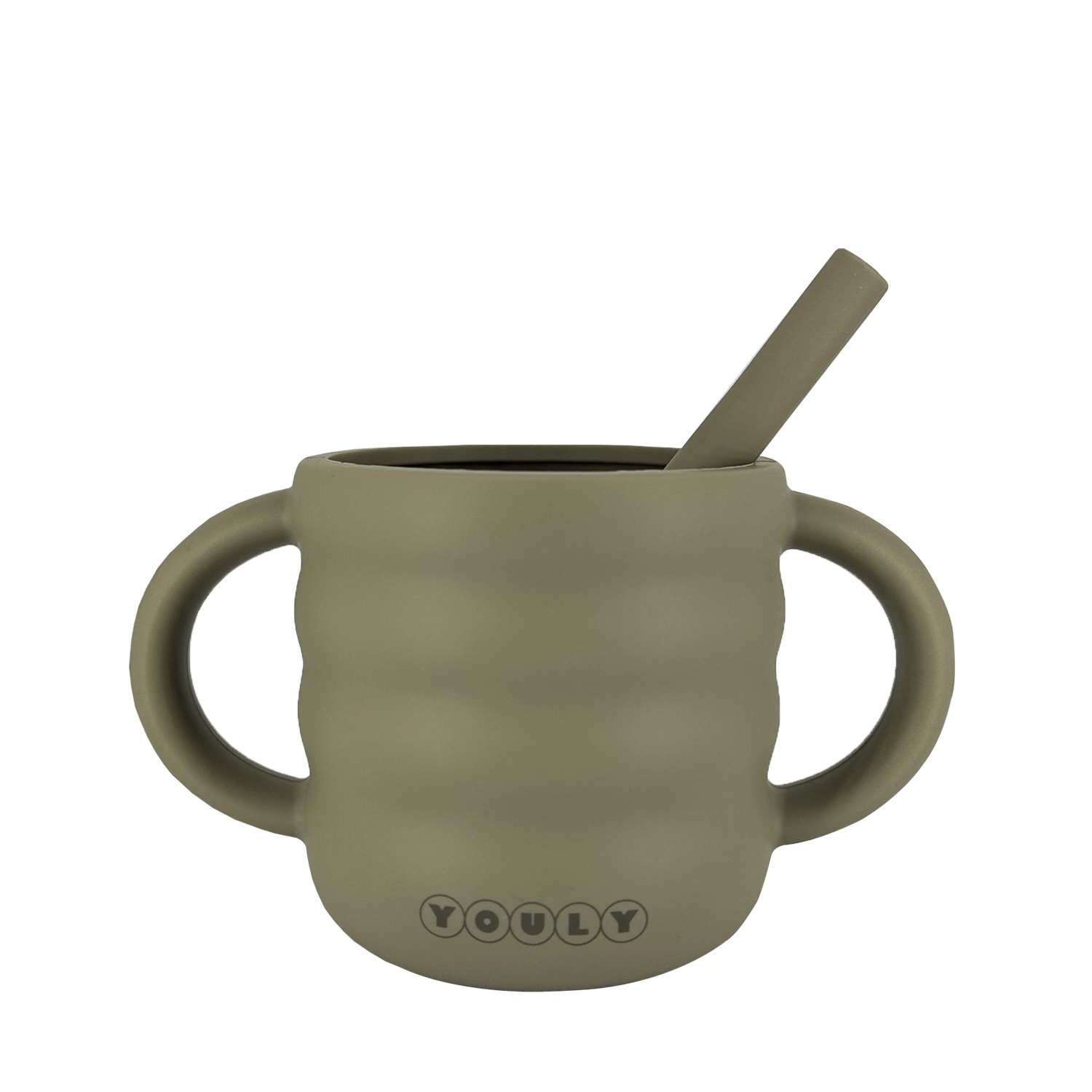 Youly Bubble tazza con cannuccia kaki in silicone alimentare