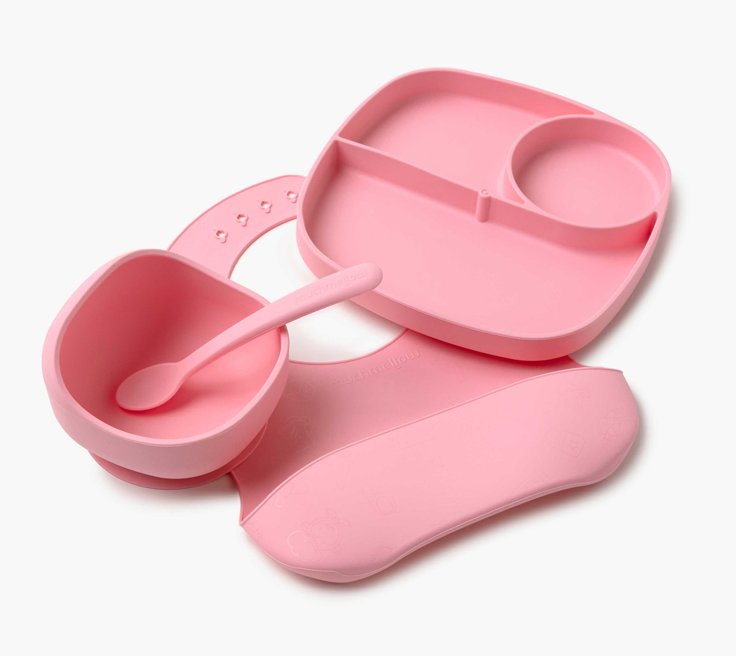 Muchmellow Pappa Set Pappa 4pz Ciotola Piatto Ventosa Silicone
